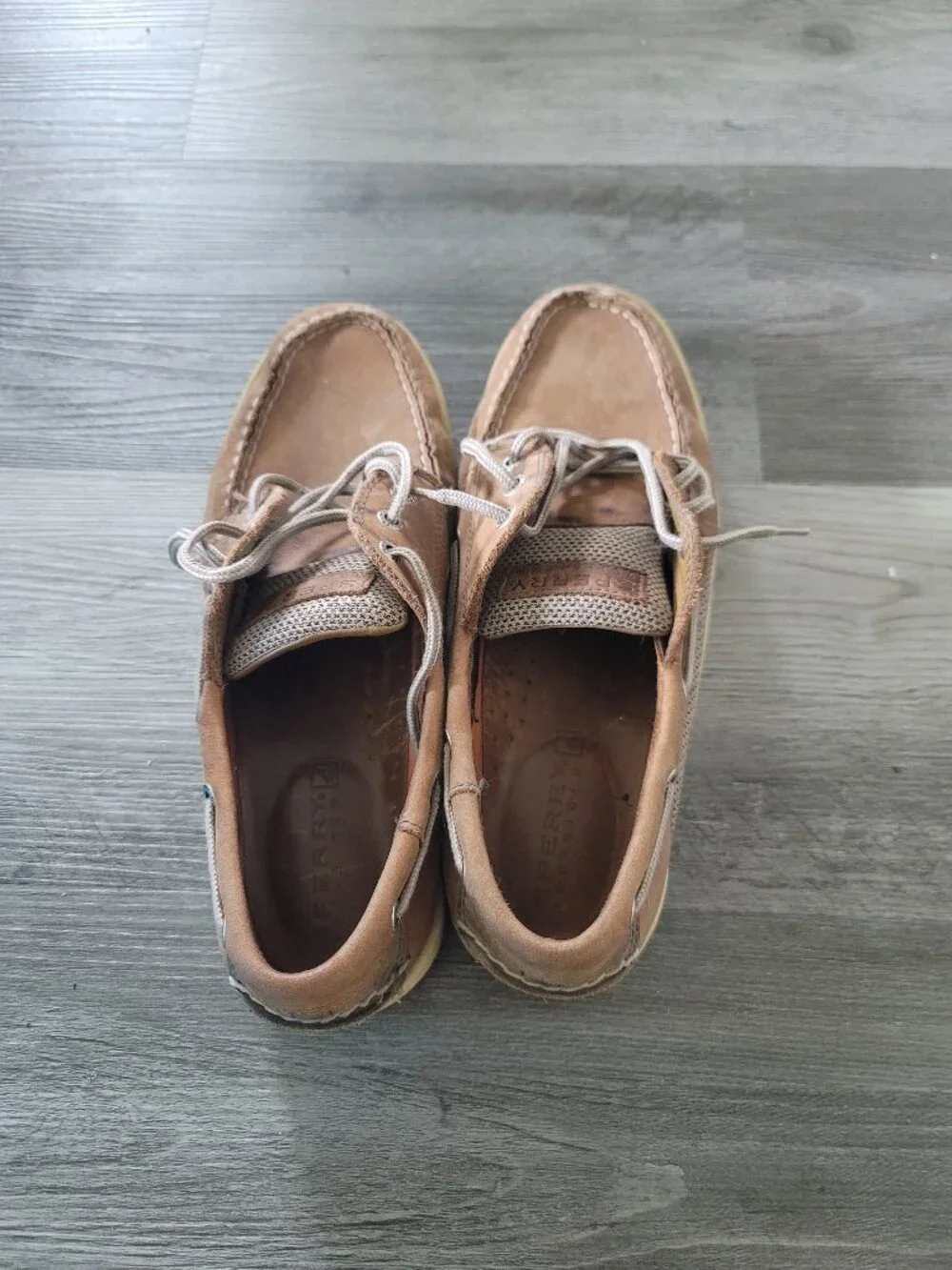Mens brown leather Sperry Top Sider boat shoes - size 9M